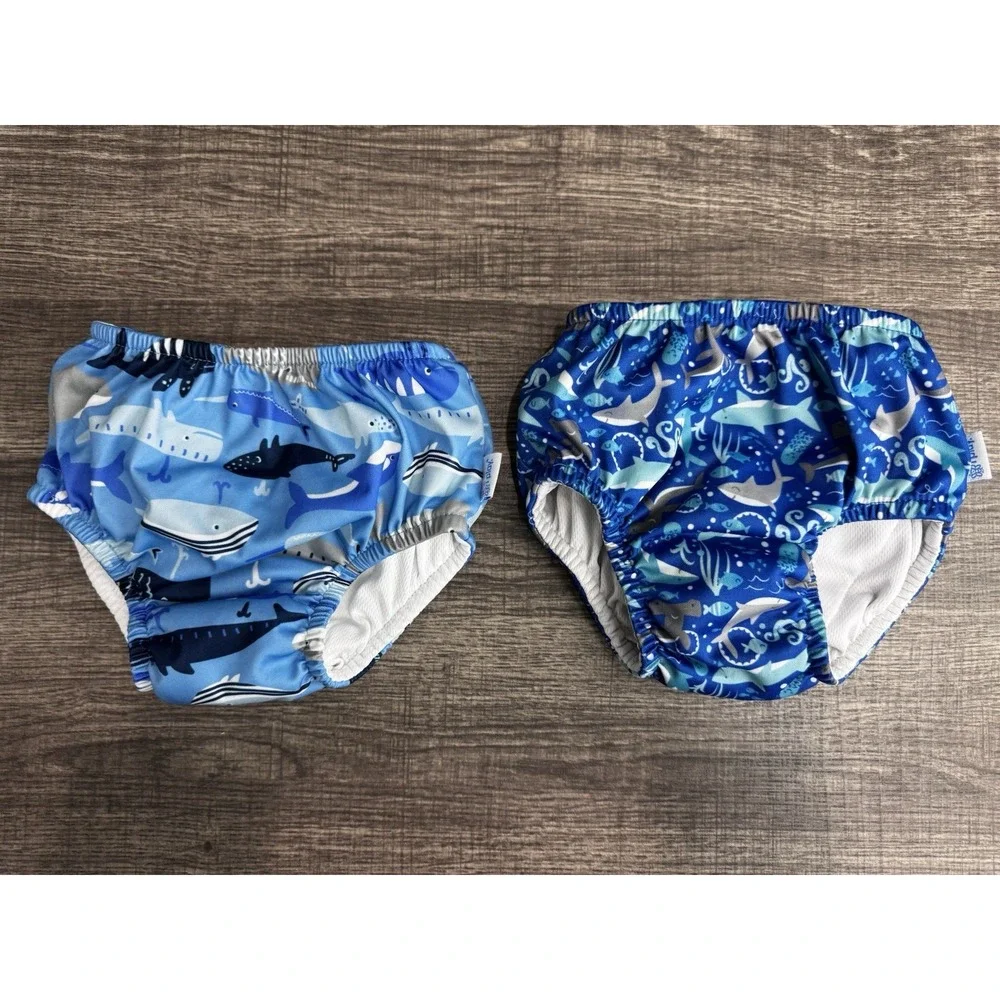 I Play Swim Diapers Ocean Sea Animals Print‎ UPF 50+ Size 24 Months Lot of 2